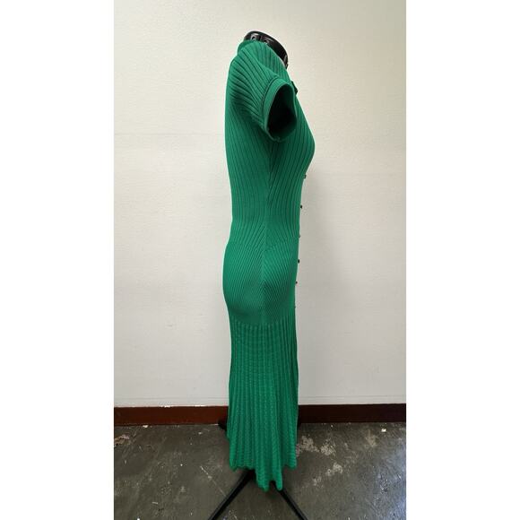 *Repaired As-Is* Sandro Lorel Midi Green Knit Button Down Dress Sz S (Ret $428) - Picture 9 of 12